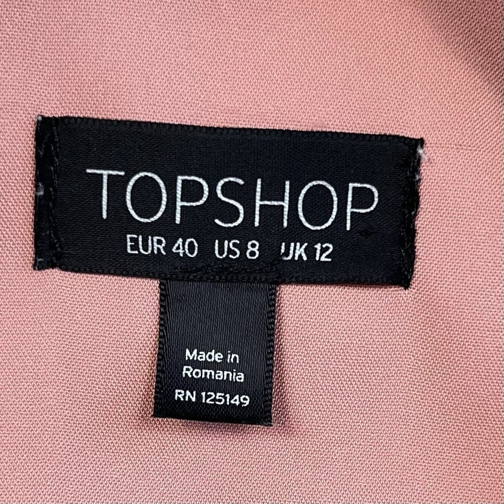 Topshop Asymmetrical Ruffle Midi Dress Dusty Rose Size 8 Prom Soft Girl Romantic - Picture 13 of 14